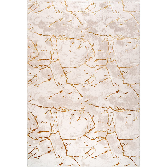 Mercer41 Abstract Modern Contemporary Area Rug for Livingroom Gold